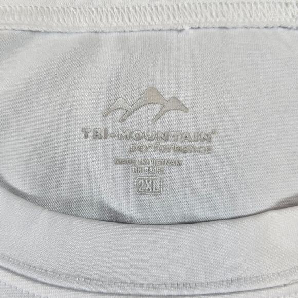 Tri-Mountain 2XL Mens Performance Tee White Black Quick Dry Athletic Gym Shirt - Picture 4 of 8